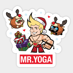 Mr. Yoga and the Pugs Christmas Sticker